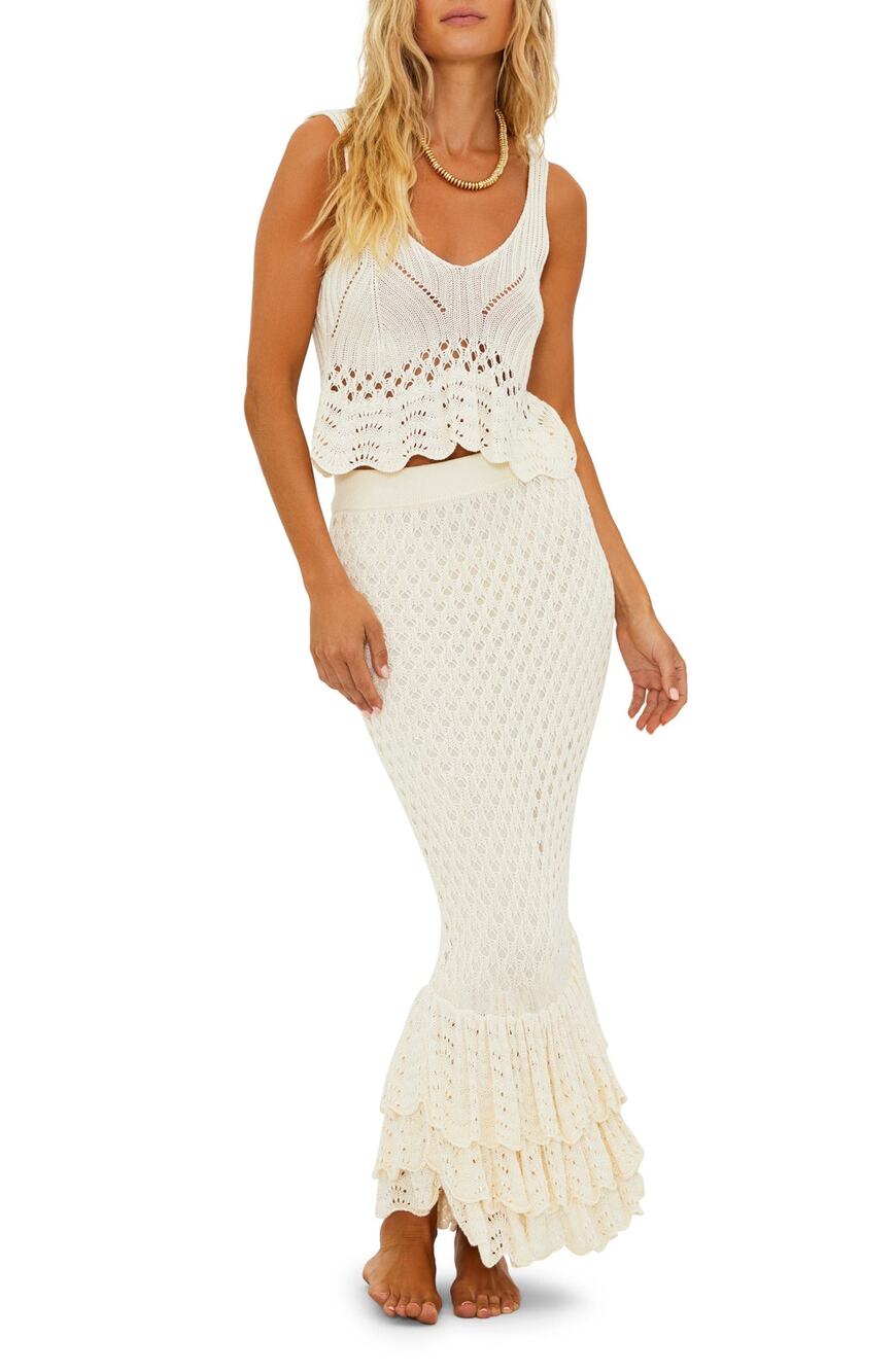 Beach Riot Polly Cover-Up Maxi Skirt in Ivory - M